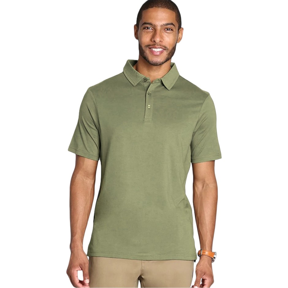 JACHS Men's Polo, Size 2XL, 58% Pima Cotton/38% Modal, Olive/Green.