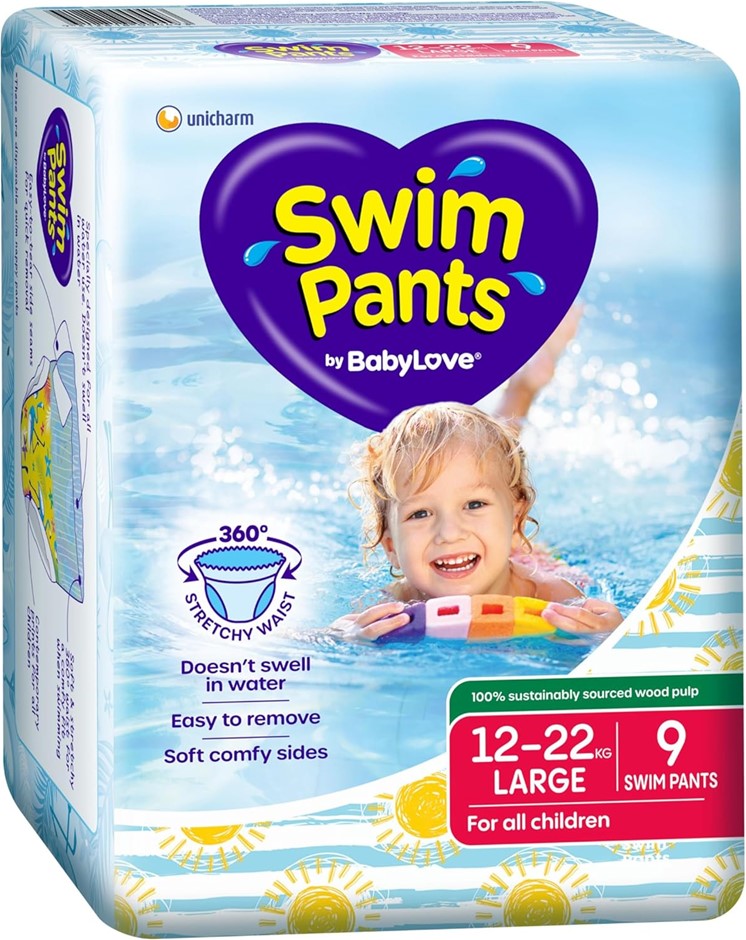 2 x BABYLOVE Swim Pants Large, (12-22kg), 3 x 9 Pieces. NB: 1 x Not In Orig