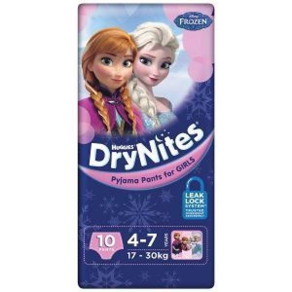 4 x HUGGIES DRYNITES Pyjama Pants For Girls, 4-7 Years, 17-30kgs, Bulk Pack