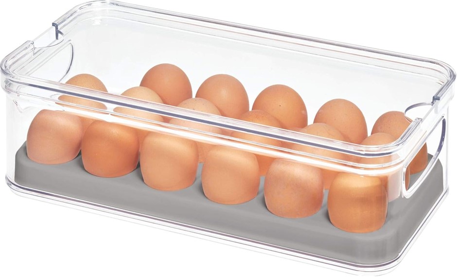 iDesign 71653 Crisp Plastic Refrigerator and Pantry Egg Bin, Modular Stacki