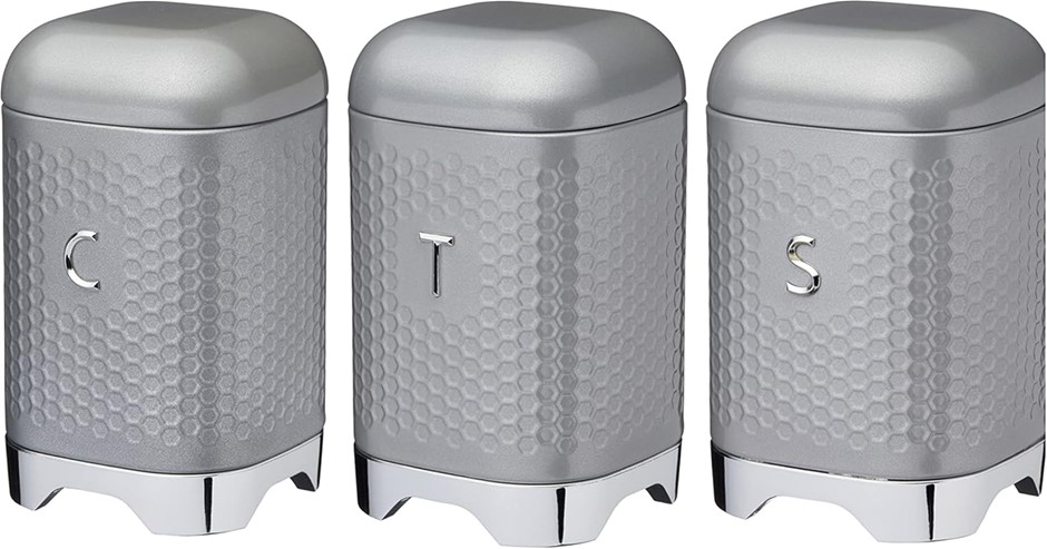 KITCHENCRAFT Lovello Canister Set of 3, Grey
