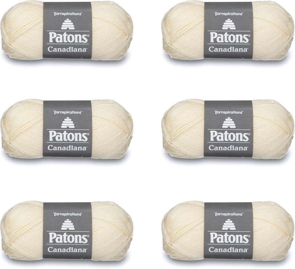 6-Pack PATONS Canadiana Yarn for Knitting/Crochet, Each 100g, 100% Acrylic,
