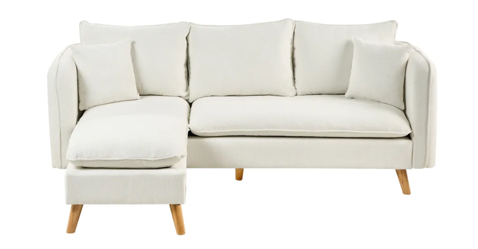 BELIANI Sofa 3 Seater Dalvik Fabric White with Ottoman NB: Slightly dusty f