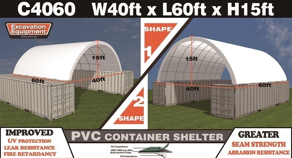 Heavy Duty 40ft x 60ft Container Shelter (Unused)
