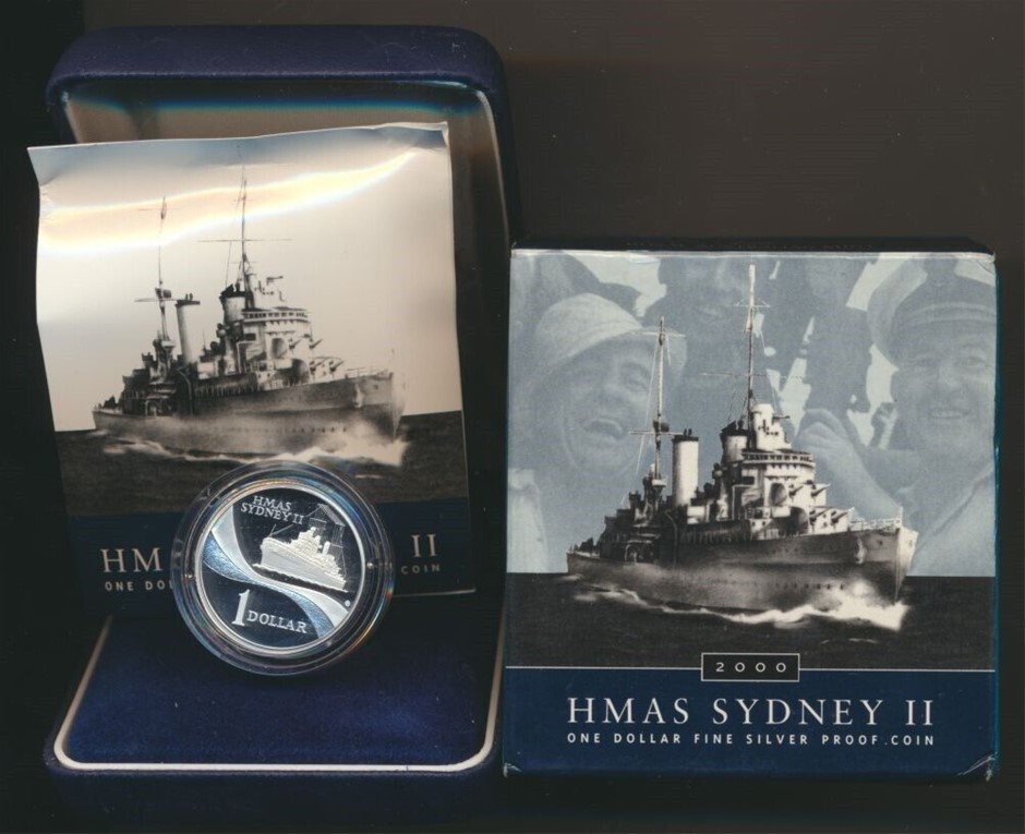 Australia: 2000 $1 HMAS Sydney II, silver proof.