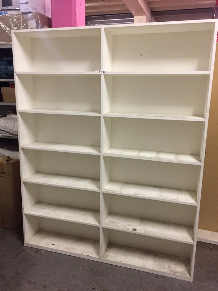 White Timber Bookshelf 12 Shelves