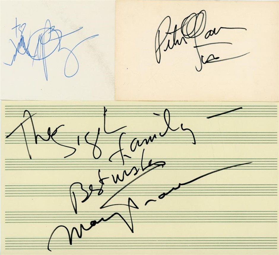 PETER, PAUL & MARY SIGNED MUSIC SHEET & CARDS