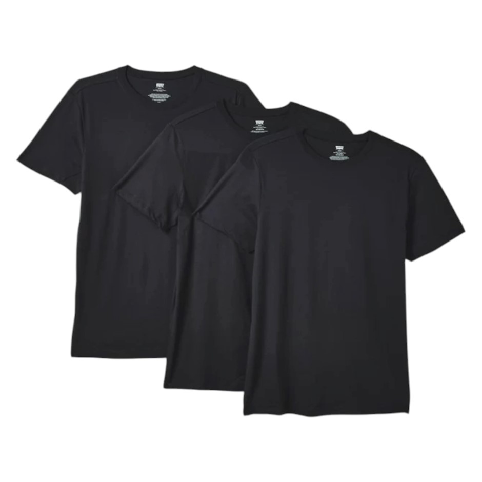 4 x LEVI'S Men's Crew Tees, Size M, 100% Cotton, Black. Buyers Note - Disc