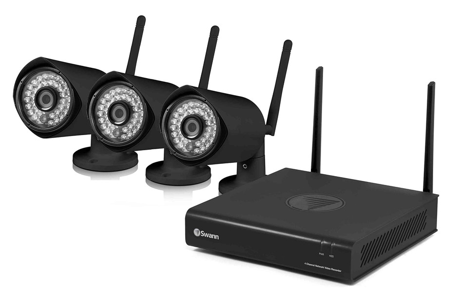 SWANN SWNVW-GUAEYE-CL 1080p Wireless Monitoring System with 3 x Cameras, Bl