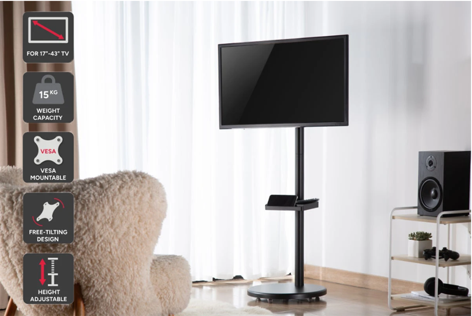KOGAN Portable TV Floor Stand for 17" - 43" TVs (Black)