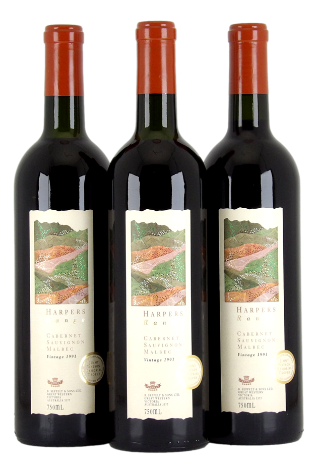 Seppelt Harpers Range Cabernet Malbec 1991 (3x 750mL), South Australia