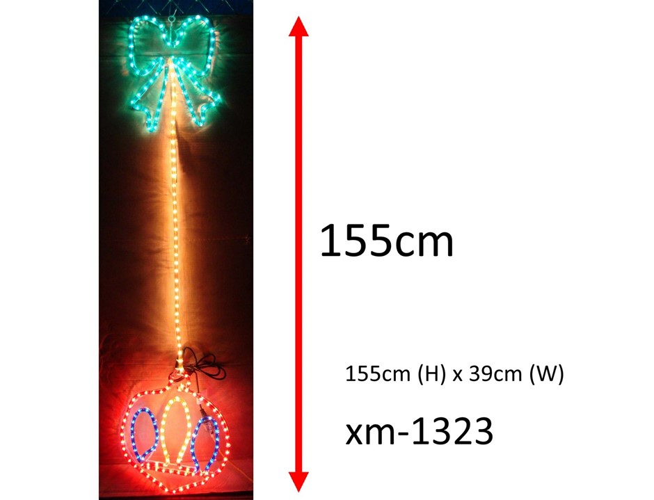 Christmas Light - Hanging Christmas bauble and bow 155cm x 39cm-NEW xm-1323