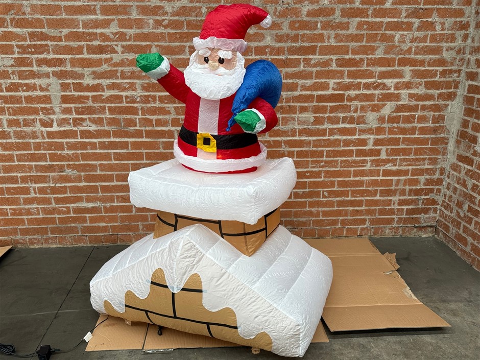 Christmas Light - Inflatable Santa Inside Chimney 180cm high - NEW xm-5402