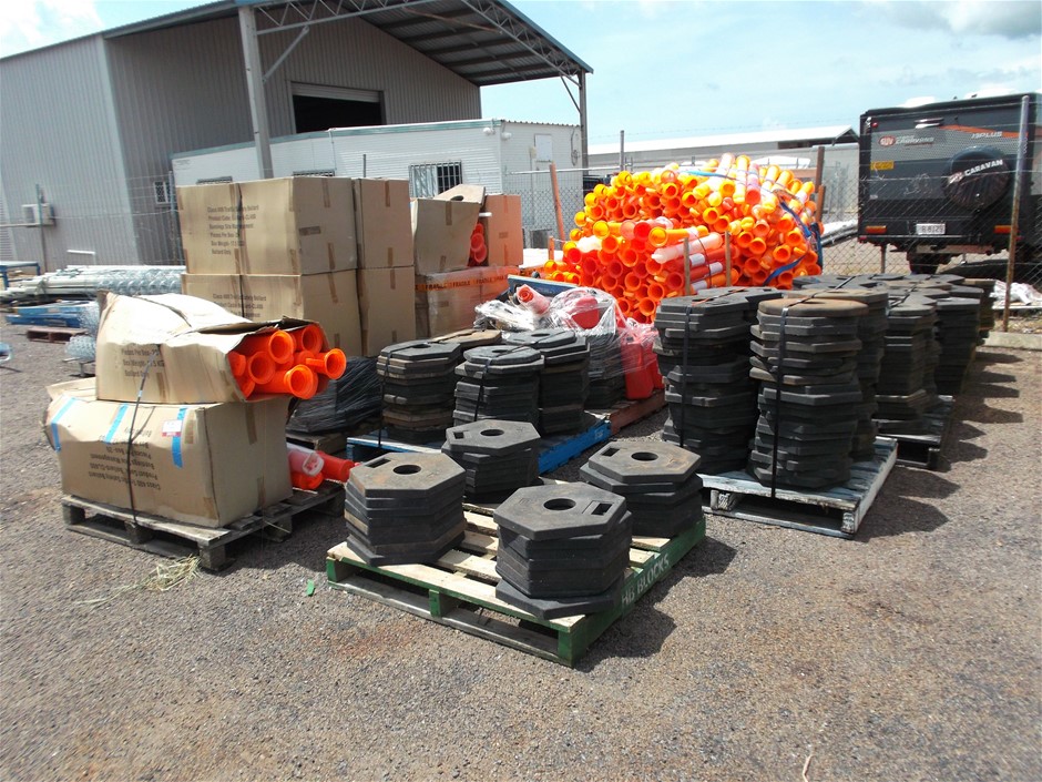 Large Package of Traffic Safety Bollards with Bases