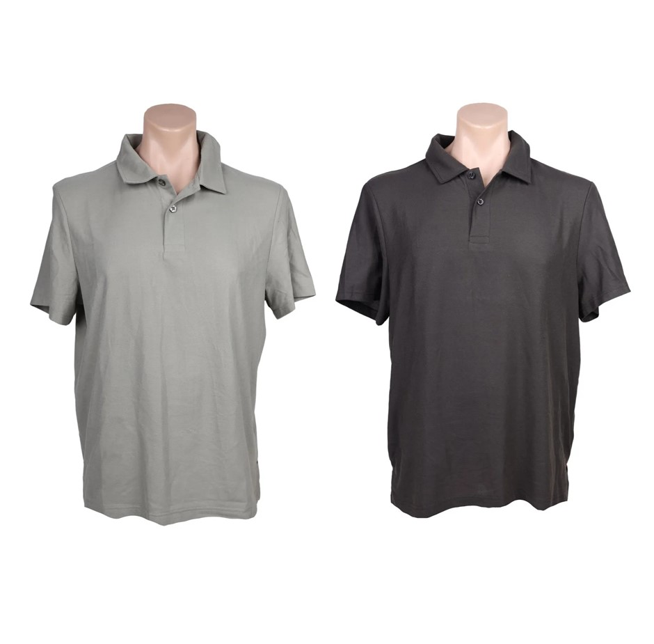2 x 32DEGREES Men's Micro Pique Polos, Size XL, Forest Fog & Charcoal, 1672
