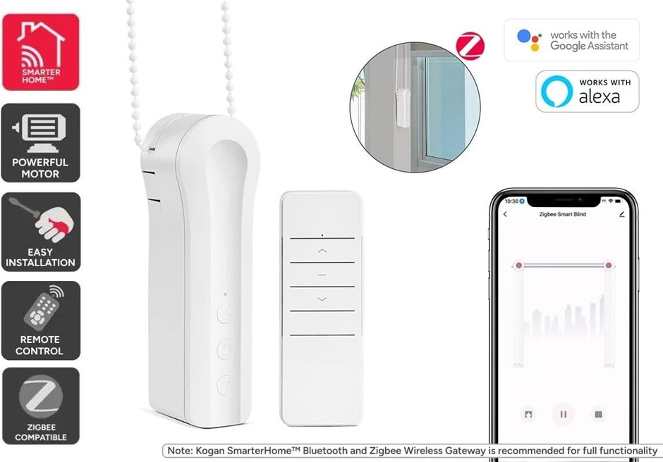 KOGAN Cordless Battery Powered Motorised Smart Blinds Driver - Zigbee - KAS