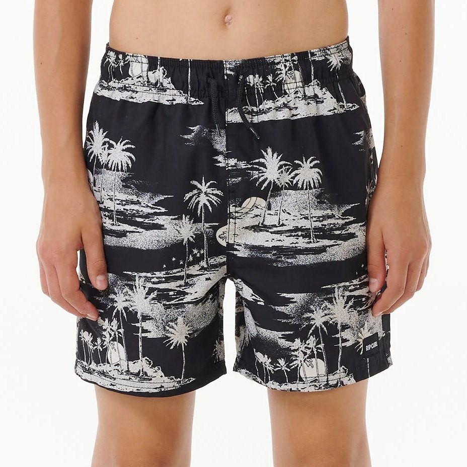 RIP CURL Boys Dreamers Volley Shorts, Black/White, Size 12