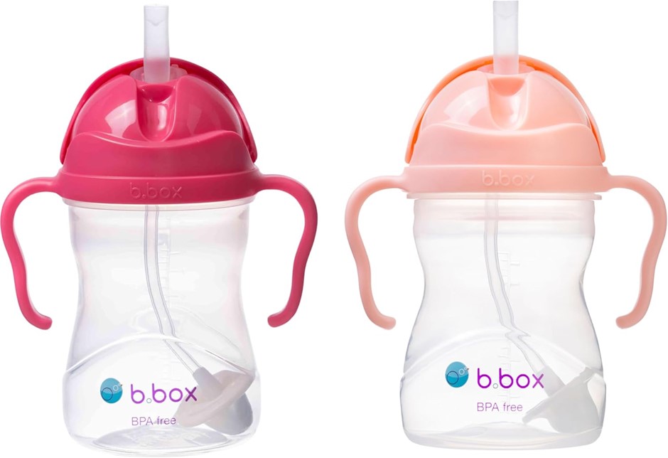 B.BOX 2 Pack Sippy Cups with Weighted Straw, Leak-Proof, BPA-Free, Dishwash