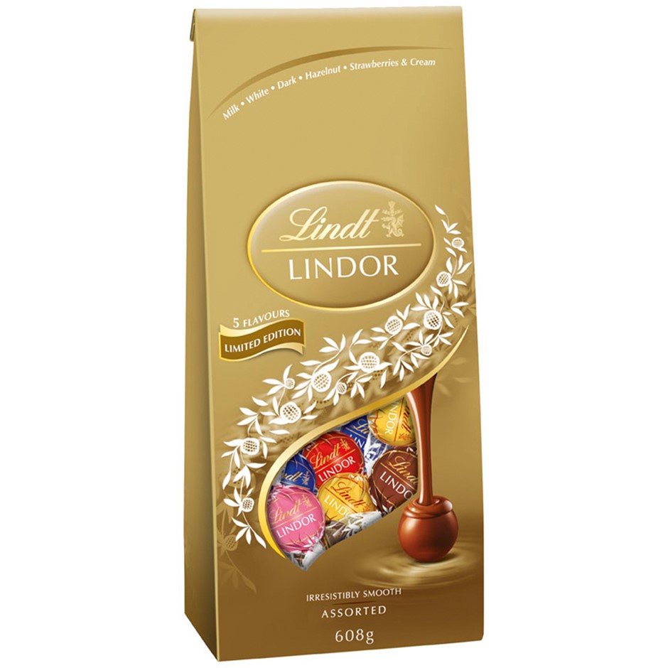 2 x LINDT Lindor Assorted Gold Bag, 608g. N.B. Damaged packaging & approx.