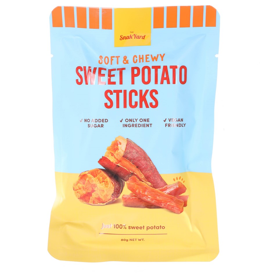19 x THE SNAK YARD Soft & Chewy Sweet Potato Sticks, Single Serve Packets,