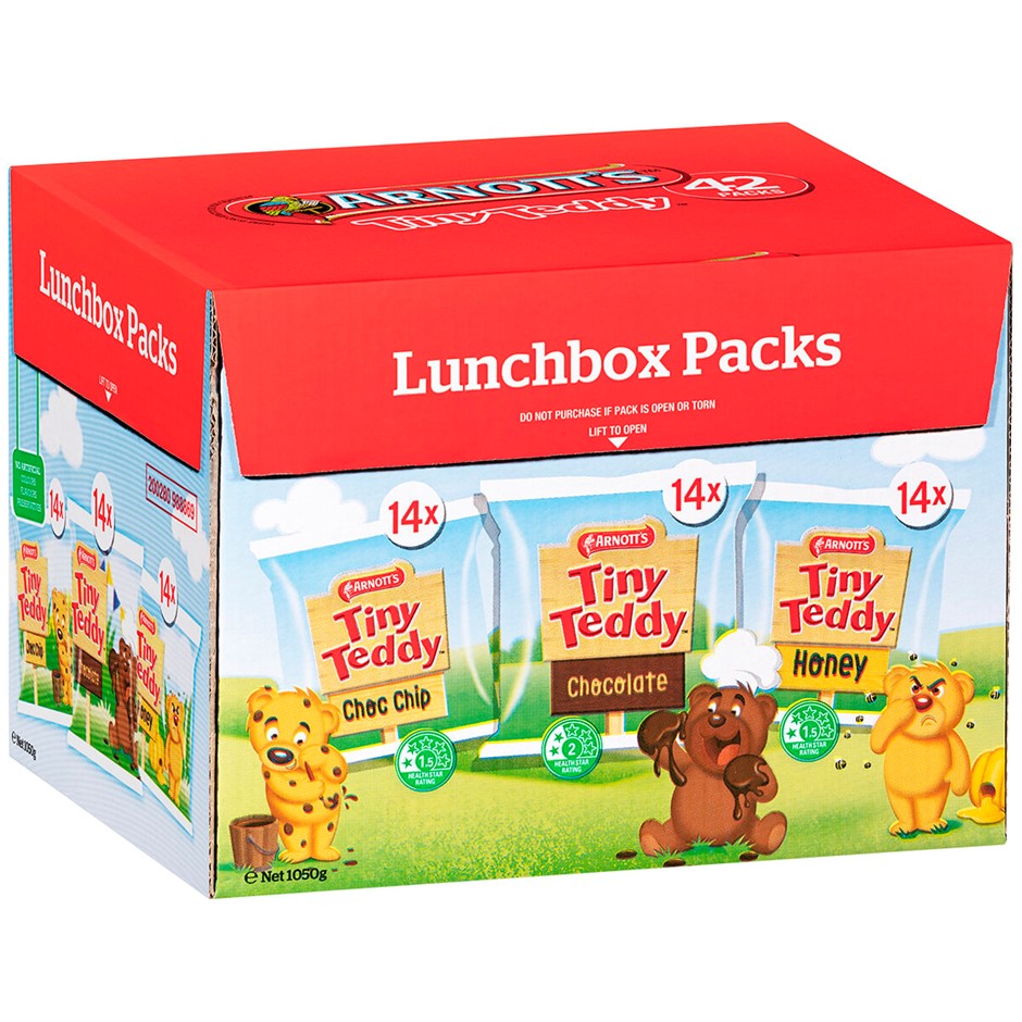 2 x Assorted Boxes ARNOTT'S Snacks, Incl: Box of 42pk Tiny Teddy & Box of 4