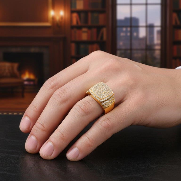 GRA Moissanite white 18k Real Gold Vermeil Men's Ring -11US-VVS1