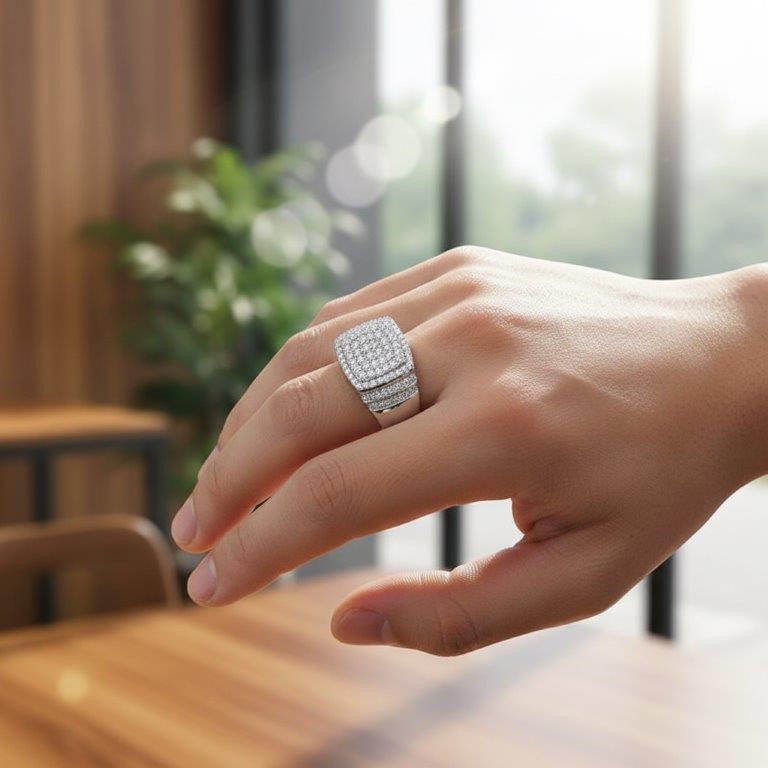 GRA Moissanite white 18k Real Gold Vermeil Men's Ring -10US-VVS1