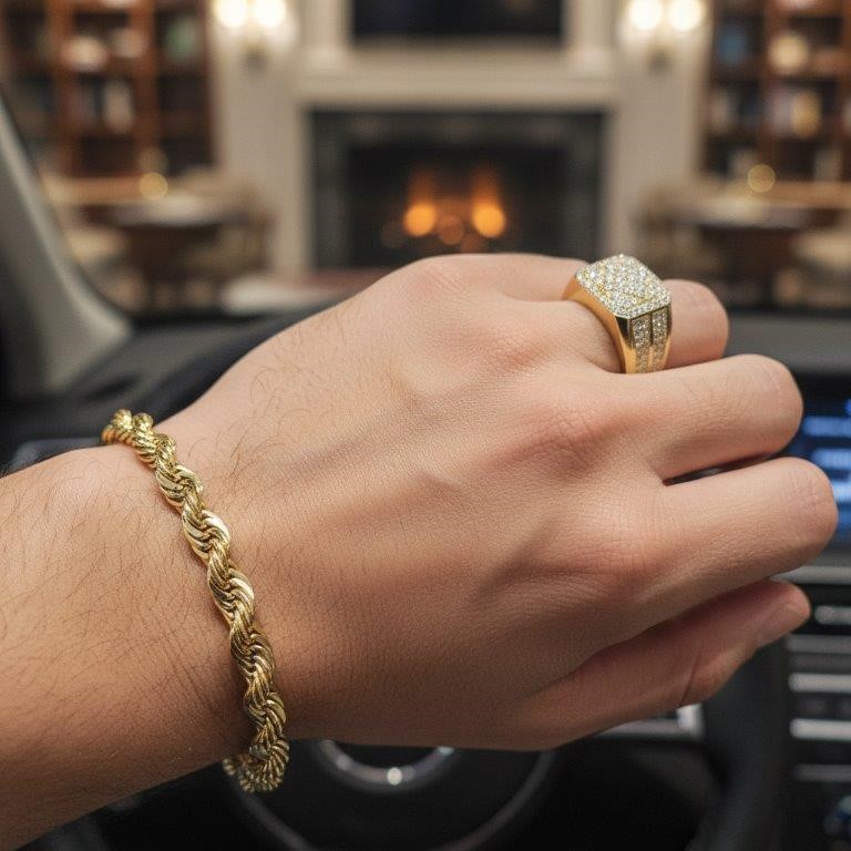 GRA Moissanite white 18k Real Gold Vermeil Men's Ring -12US-VVS1