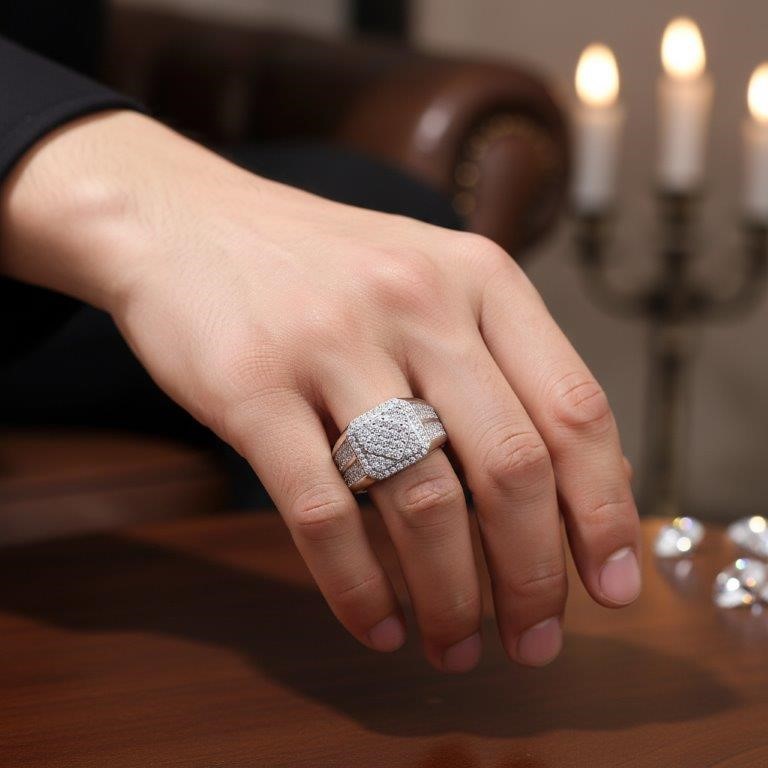 GRA Moissanite white 18k Real Gold Vermeil Men's Ring -10US-VVS1