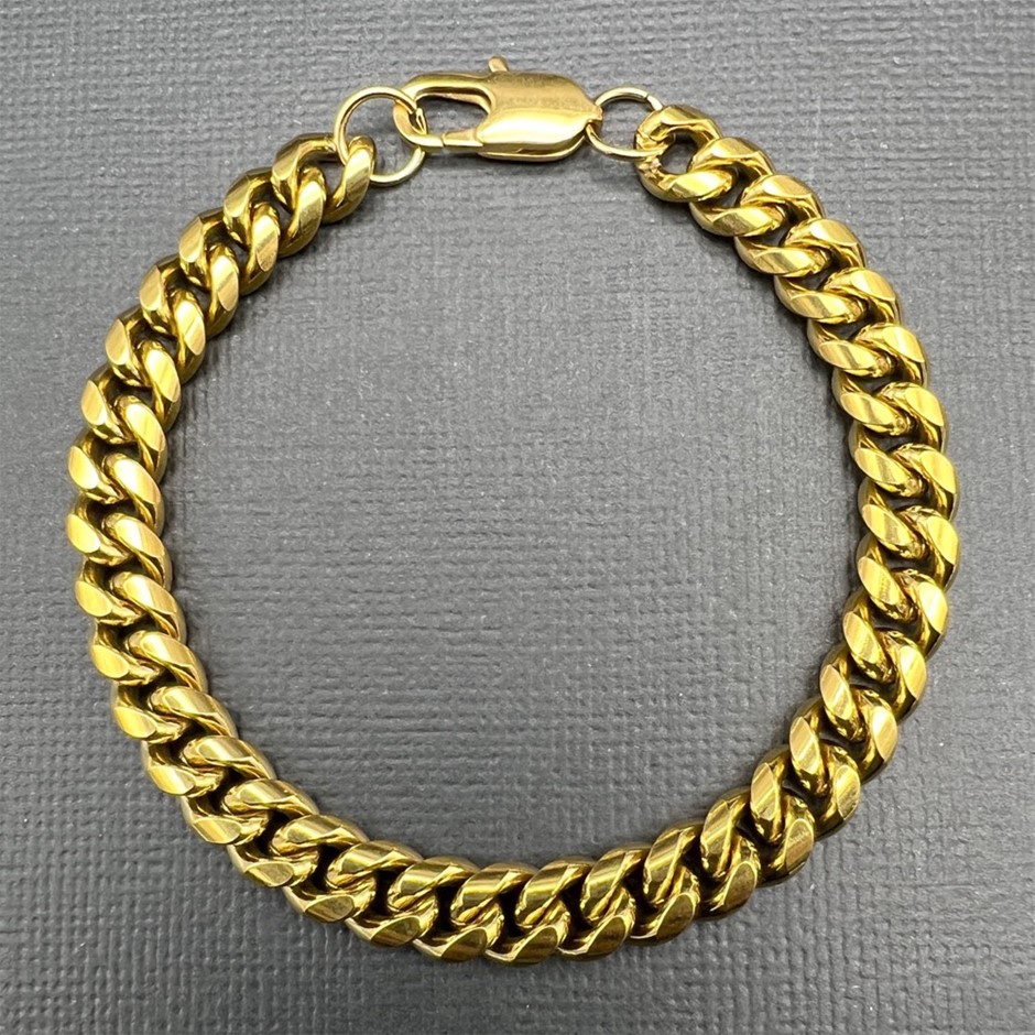 18K Gold-Filled Cuban Link Chain Bracelet, 8MM Wide - 17.8cm