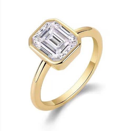 3.0ct GRA Moissanite white 18k Solid Yellow Gold Vermeil Ring -9US