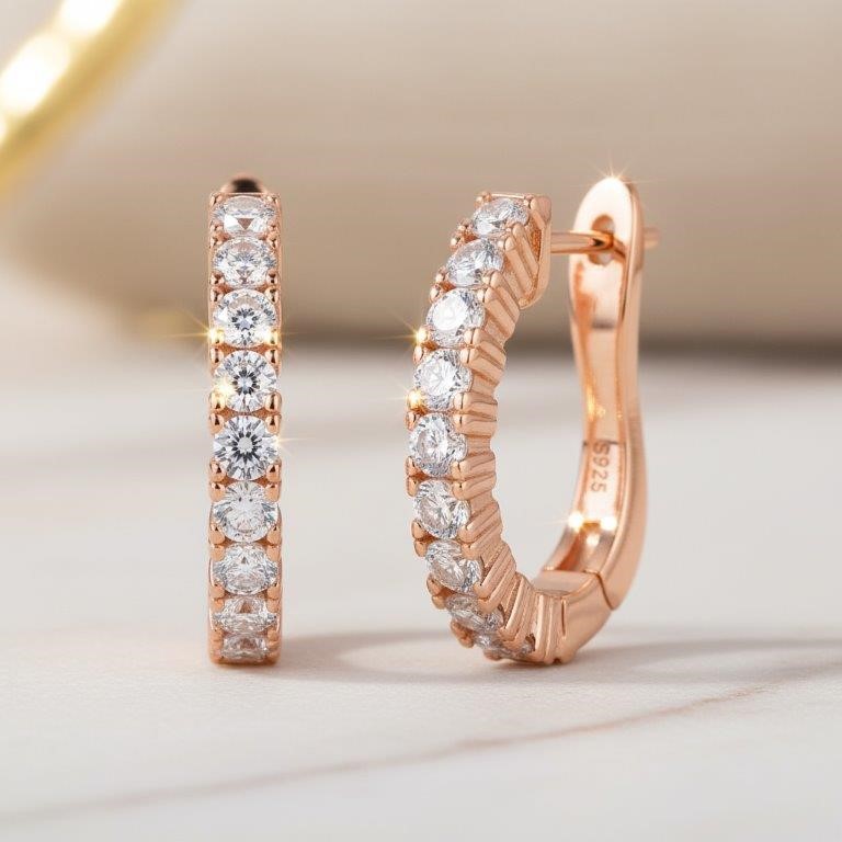 GRA Moissanite white Brilliant Cut 925 Sterling Silver Earrings-VVS1