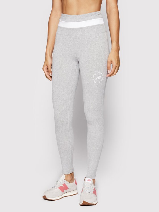 NEW BALANCE Women's Legging, Size M, Cotton/Elastane, Light Grey.