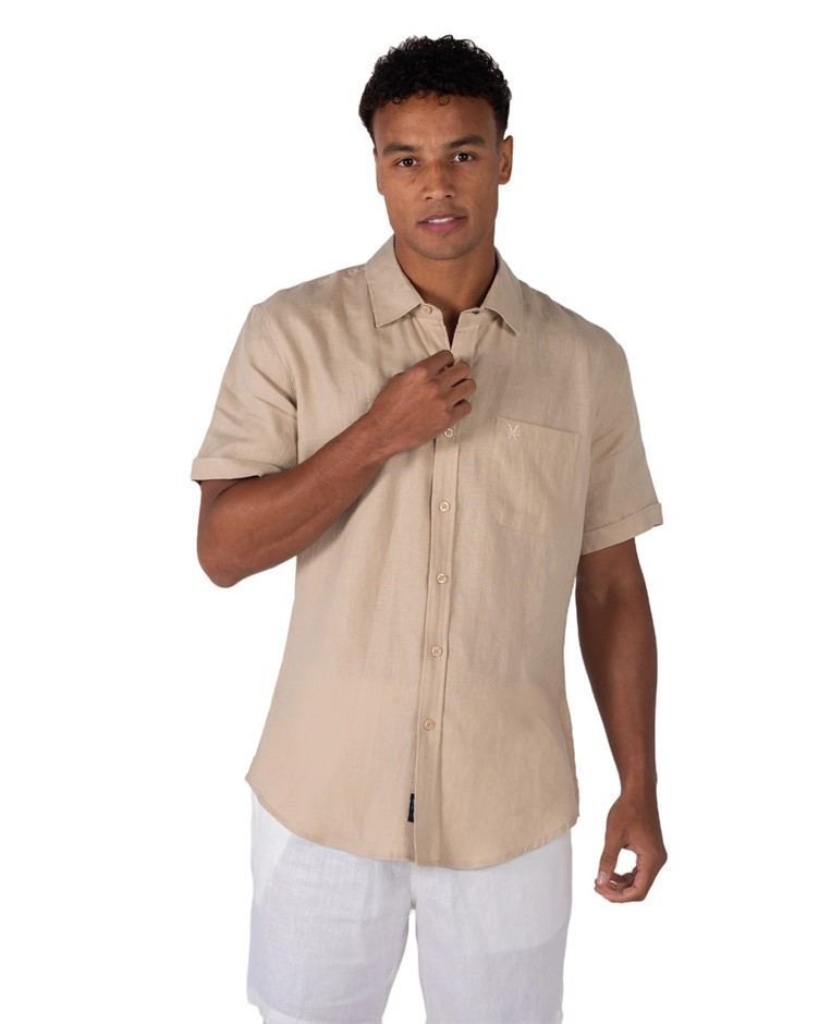 COAST CLOTHING CO Men's S/S Shirt, Size 2XL, 100% Linen, Natural. Buyers N