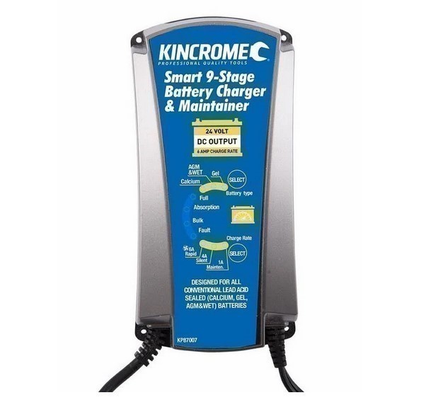 KINCROME 24V 9-Stage Battery Charger, 6amp Output, Auto Diagnosis and Charg