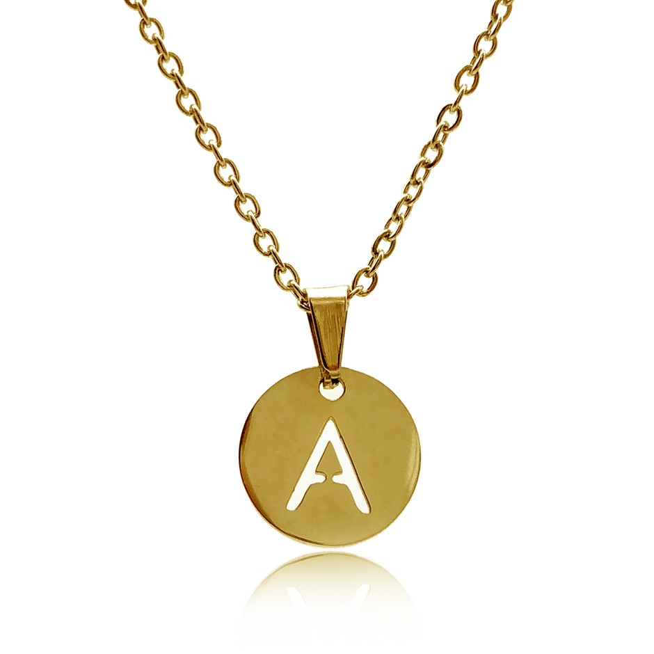 Initial Charm Letter 'A' Gold Plated Pendant Necklace