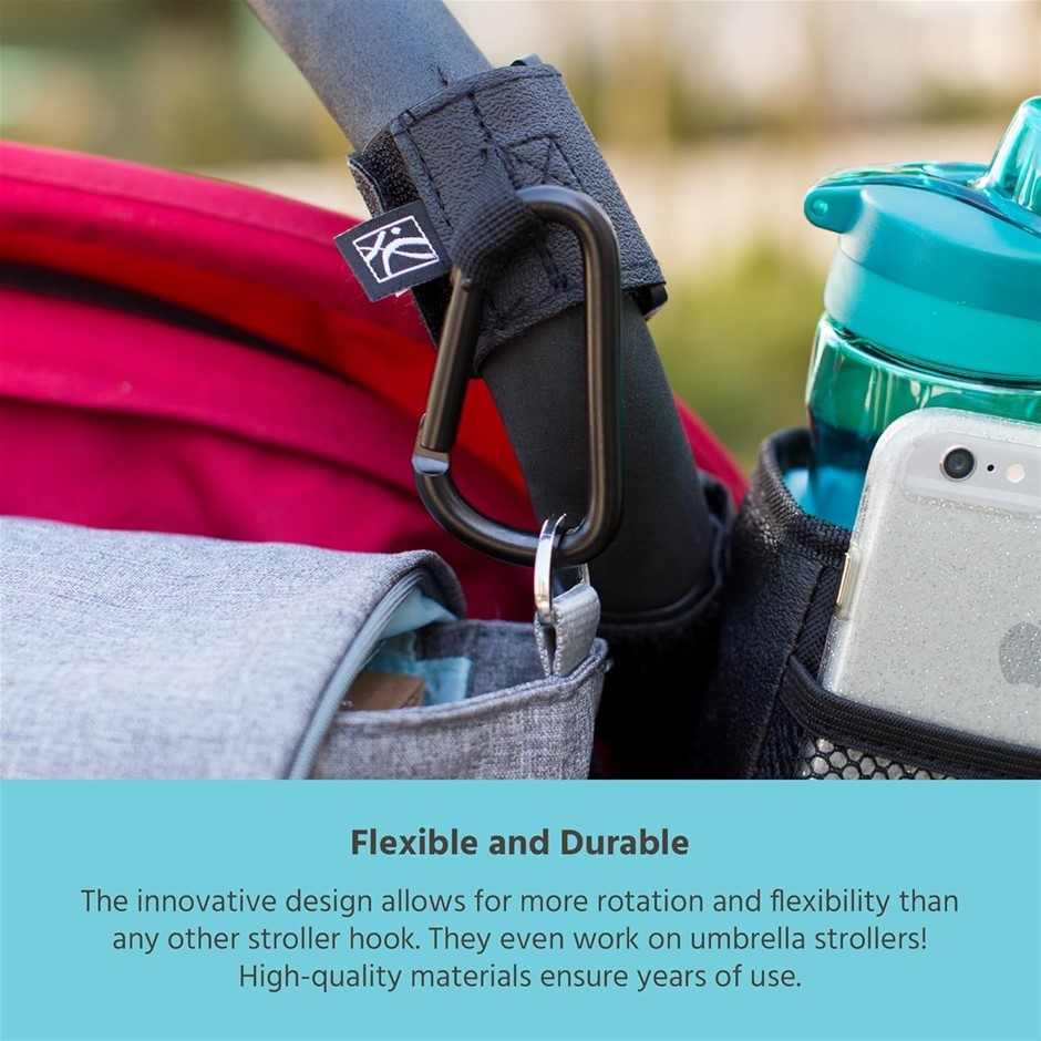 J.L. Childress Clip 'N Carry Stroller Hooks, Black (2915)