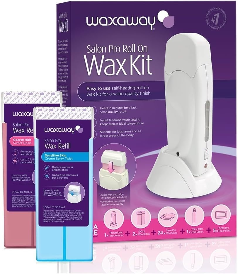 WAXAWAY Salon Pro Roll On Wax Kit. NB: Retail Return, Wax Refill Removed, H