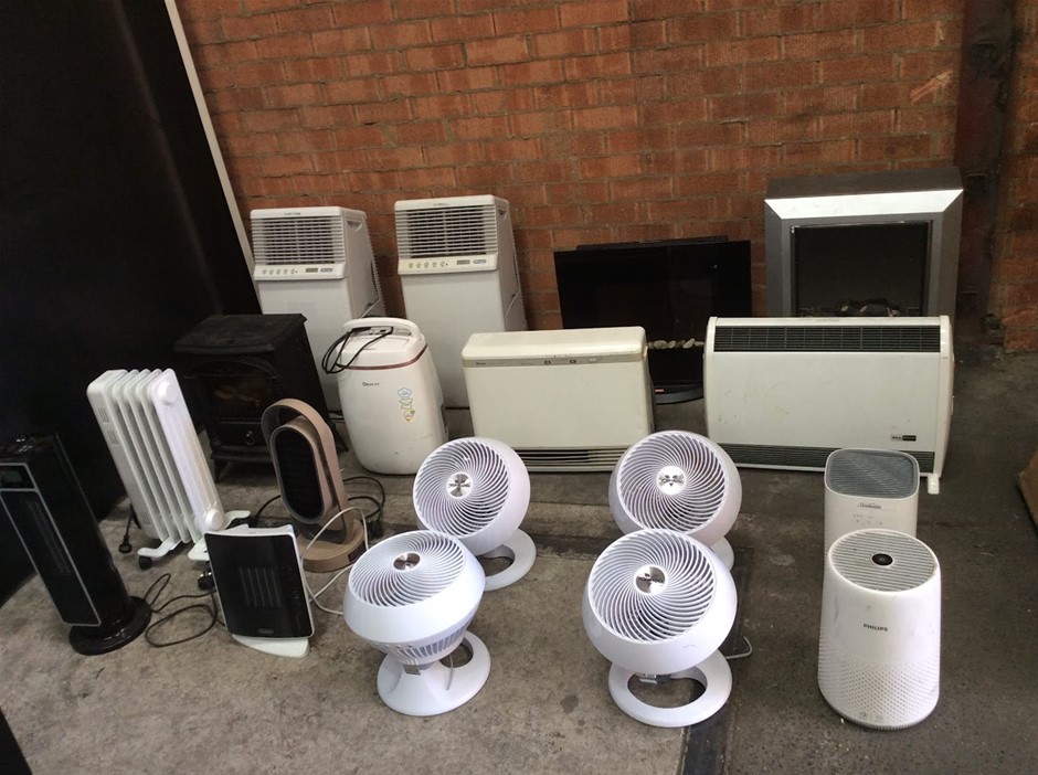 Mixed Brands Heaters + Fans + Dehumidifiers + Electric Fireplaces