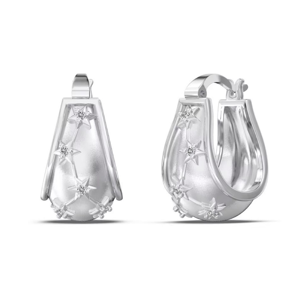 925 Sterling Silver U Shape Earrings with Simulated Diamonds