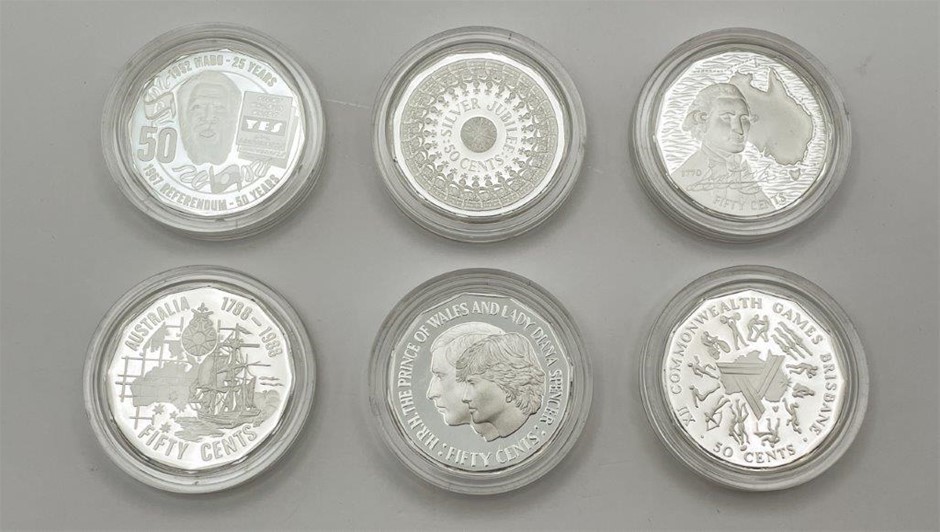 6 x 1989 Australian Fifty Cent Coin Proofs
