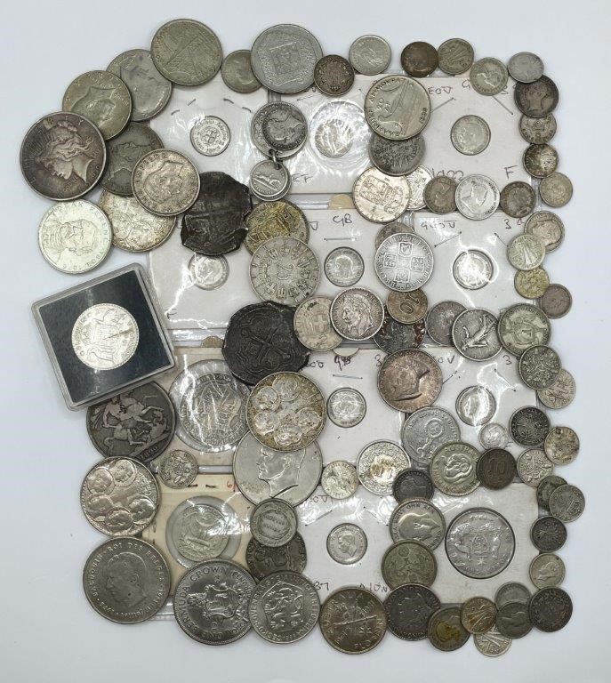 Approx. 100 x Asstd World Coins. Mostly Silver. C. 1876-1976