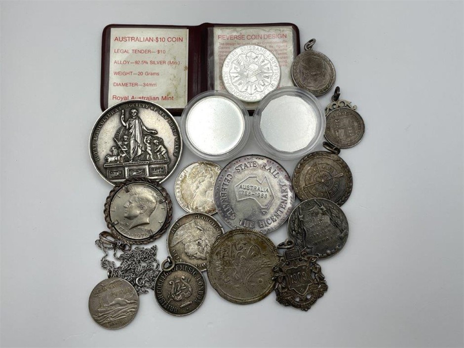 Approx. 16 x Asstd World Commemorative Silver Medals & Coins