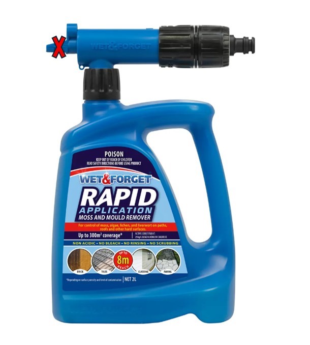 Wet & Forget Rapid Application Moss And Mould Remover 2L. NB: Missing Rapid