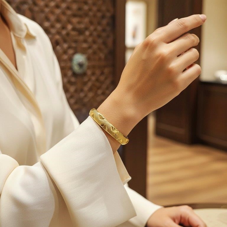 6pcs x 22KGoldFilled/Italy Triple Yellow Gold Plated  Bangles  with Stamp