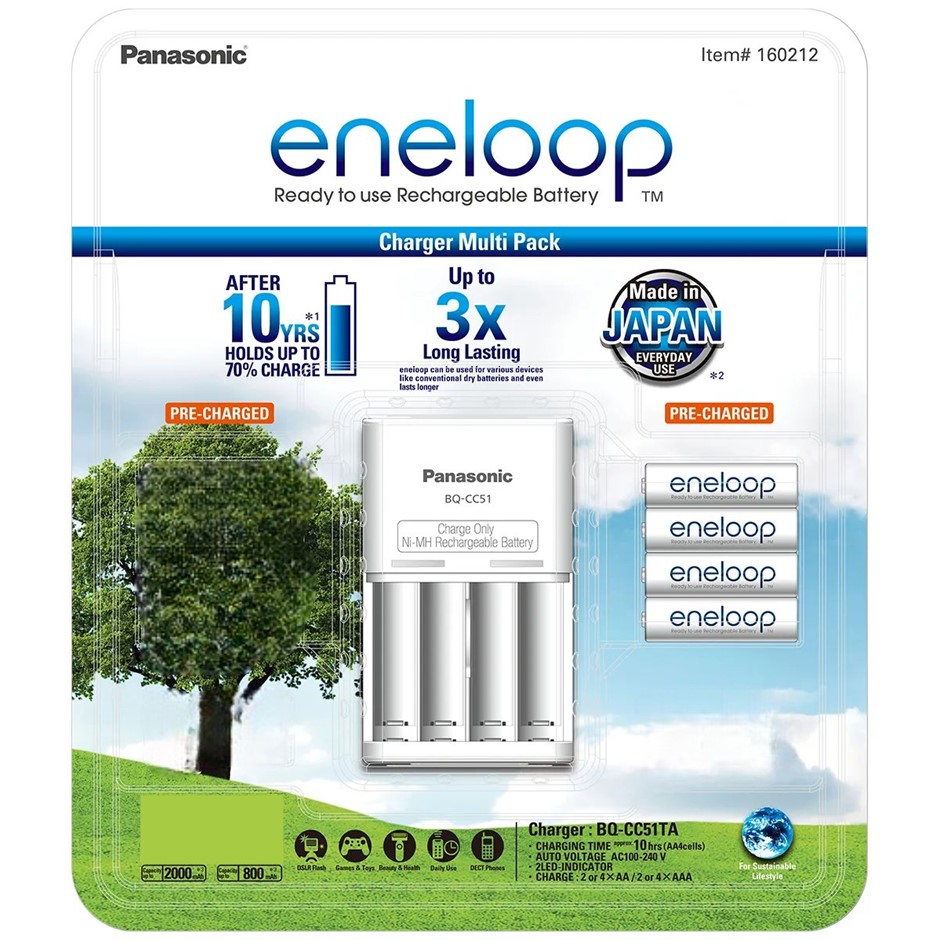PANASONIC Eneloop Rechargeable Battery Pack. NB: Damaged packaging