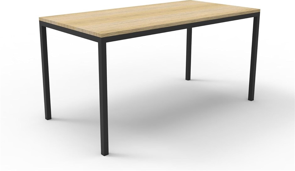 RAPIDLINE Steel Frame Drafting Height Table, Natural Oak Top & Black P/C Fr