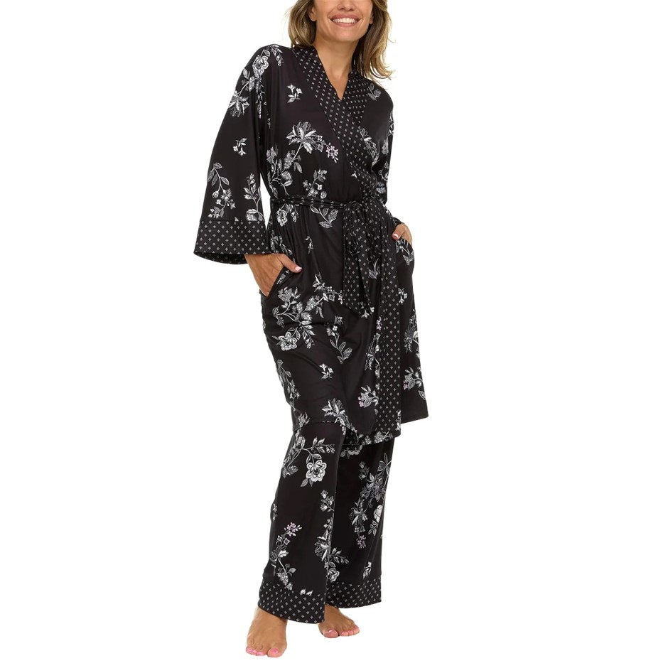 FLORA NIKROOZ Women's 3pc Lounge Set, Size M, Black.