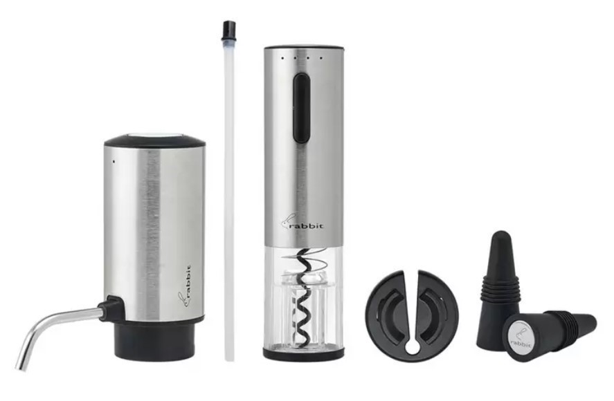 RABBIT Electric Corkscrew And Wine Aerator 5 Piece Set.