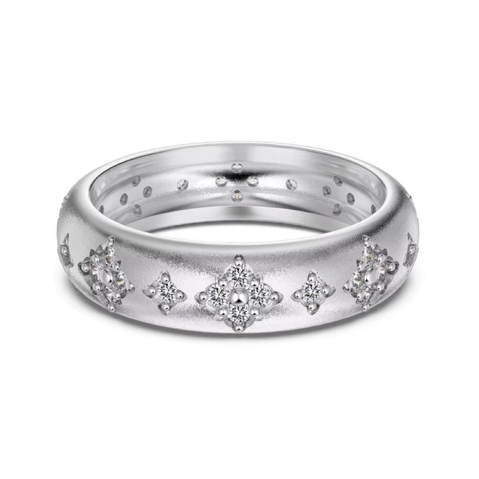 Simulated Diamond Band 925 Sterling Silver Ring - Size 7